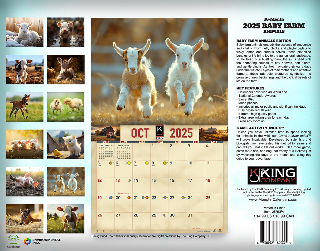 2025 Baby Farm Animals Wall Calendar