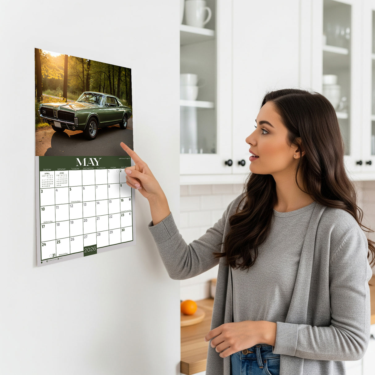 2026 American Muscle Cars Illustrated Wall Calendar
