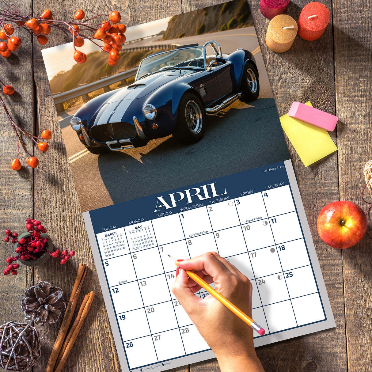 2026 American Muscle Cars Illustrated Wall Calendar