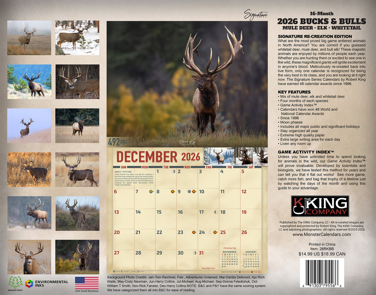 2026 Bucks and Bulls Signature Series Wall Calendar