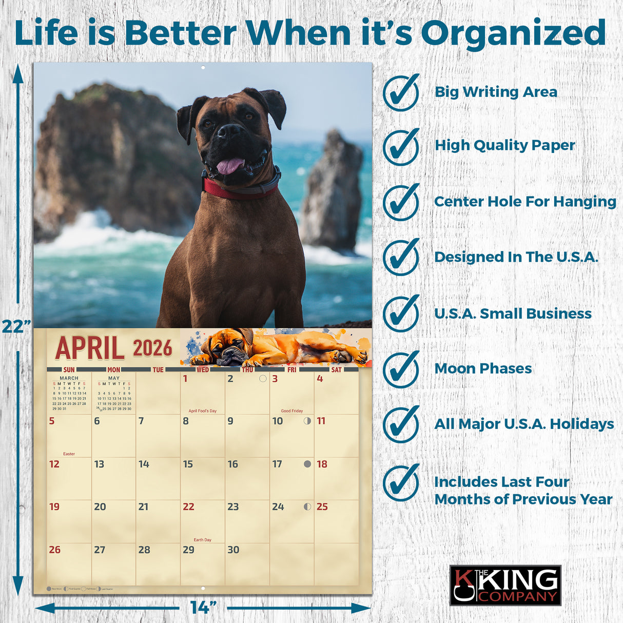 2026 Boxer Dogs Wall Calendar
