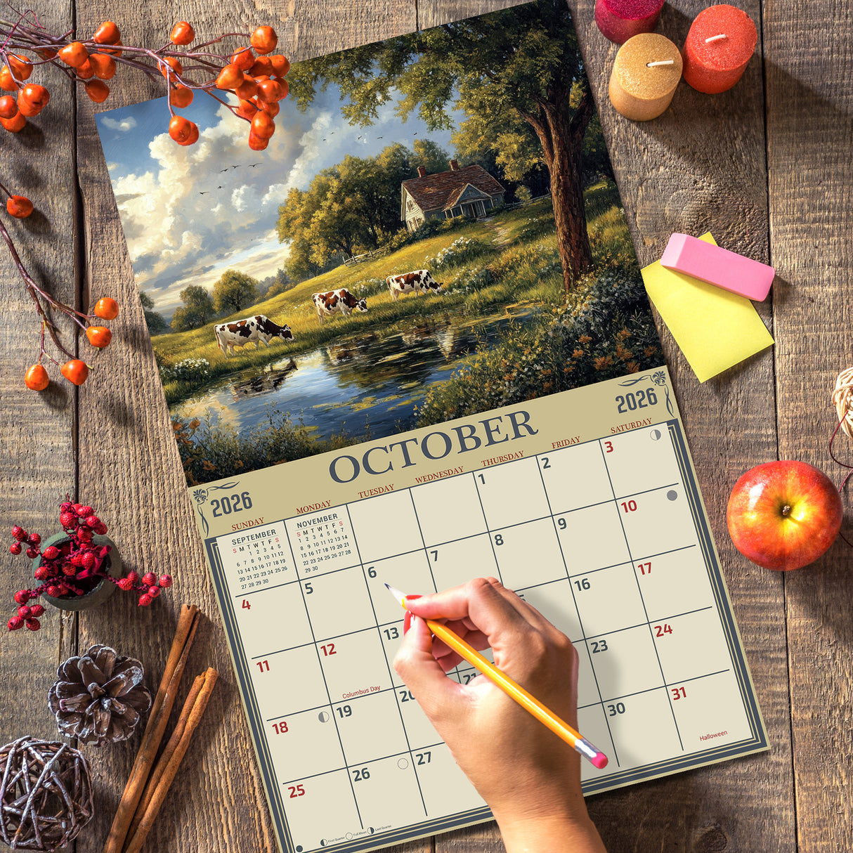 2026 Country Cows Illustrated Wall Calendar