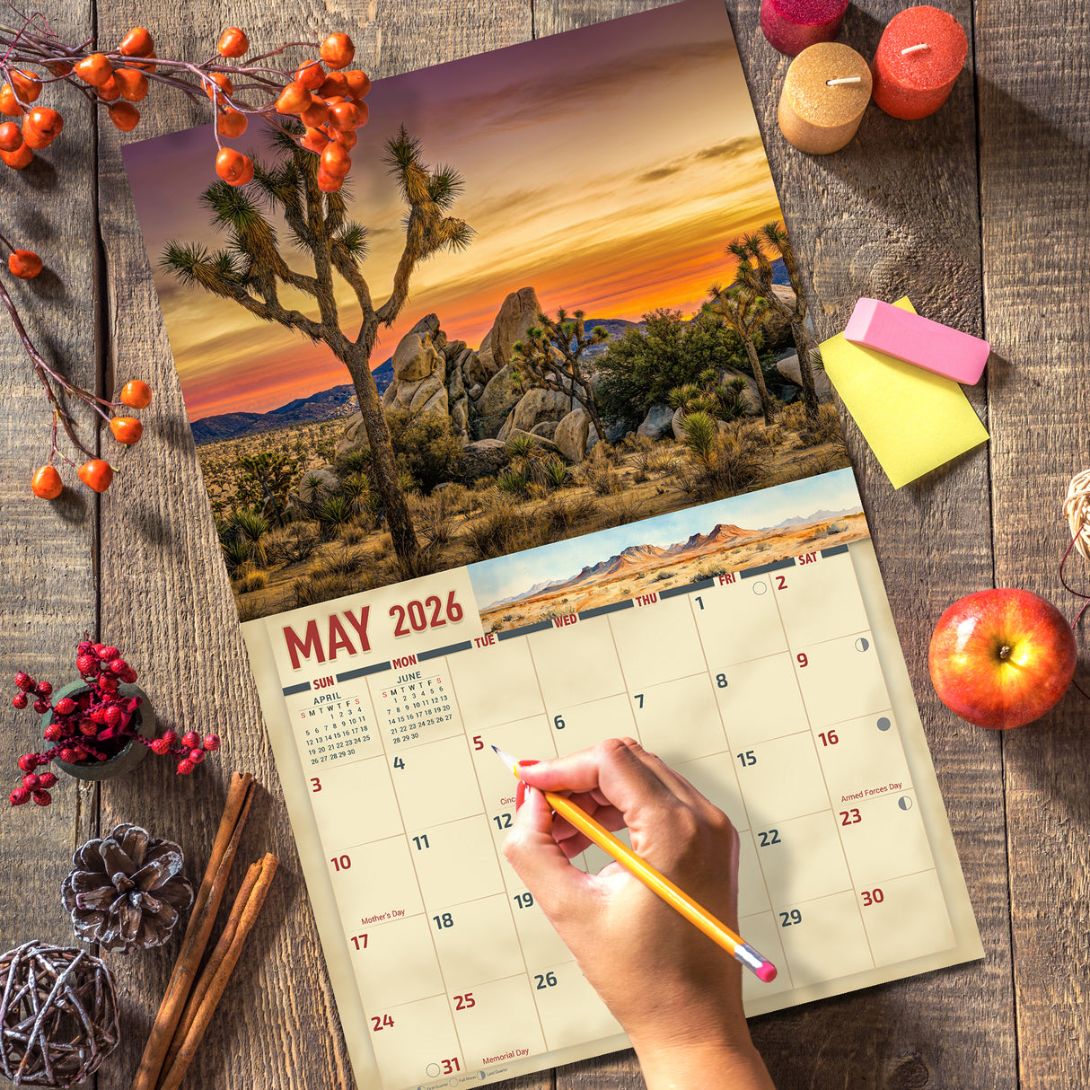 2026 Desert Landscape Scenic Wall Calendar