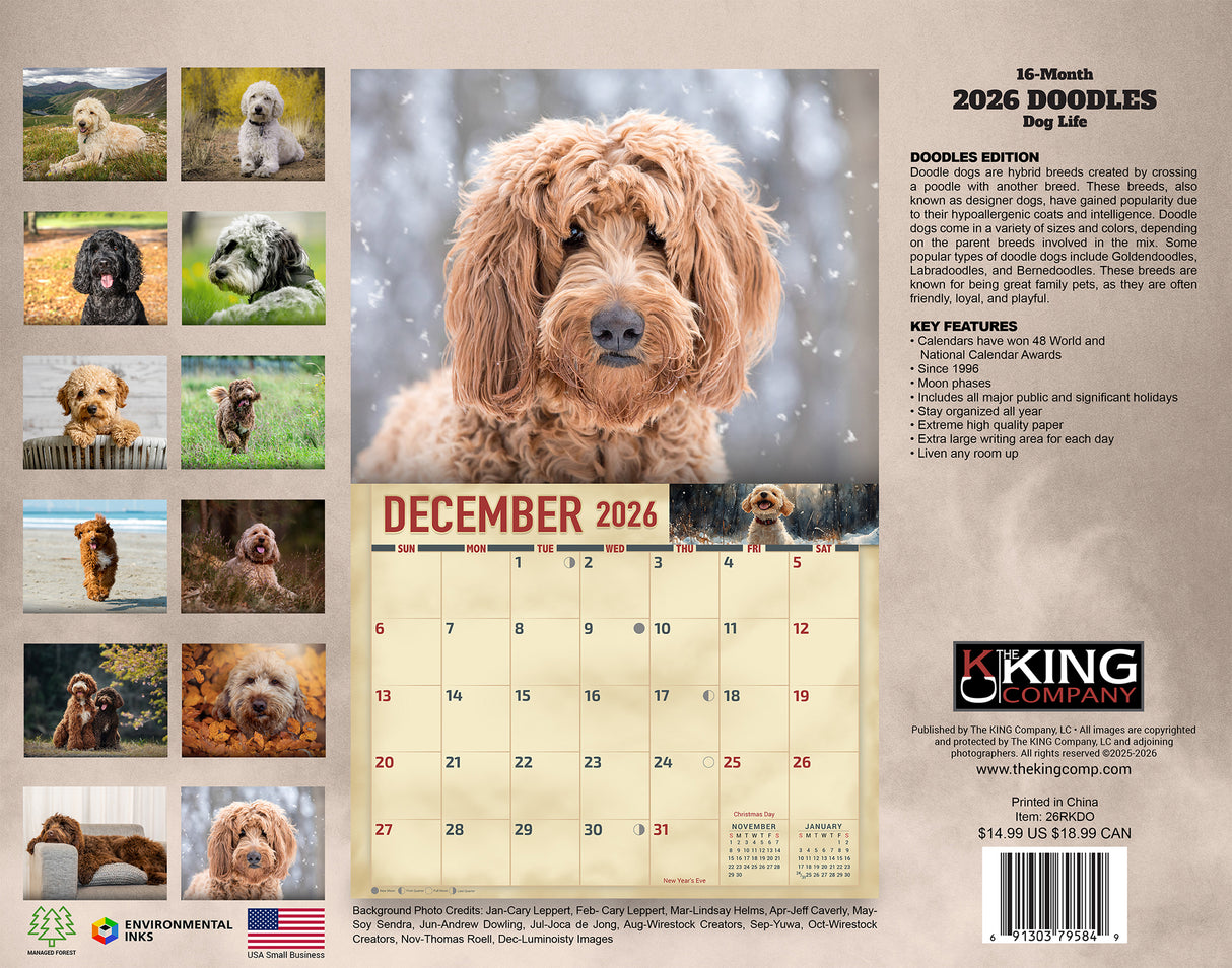 2026 Doodle Dogs Wall Calendar