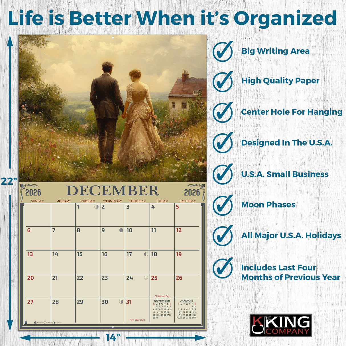 2026 Old English Countryside Wall Calendar