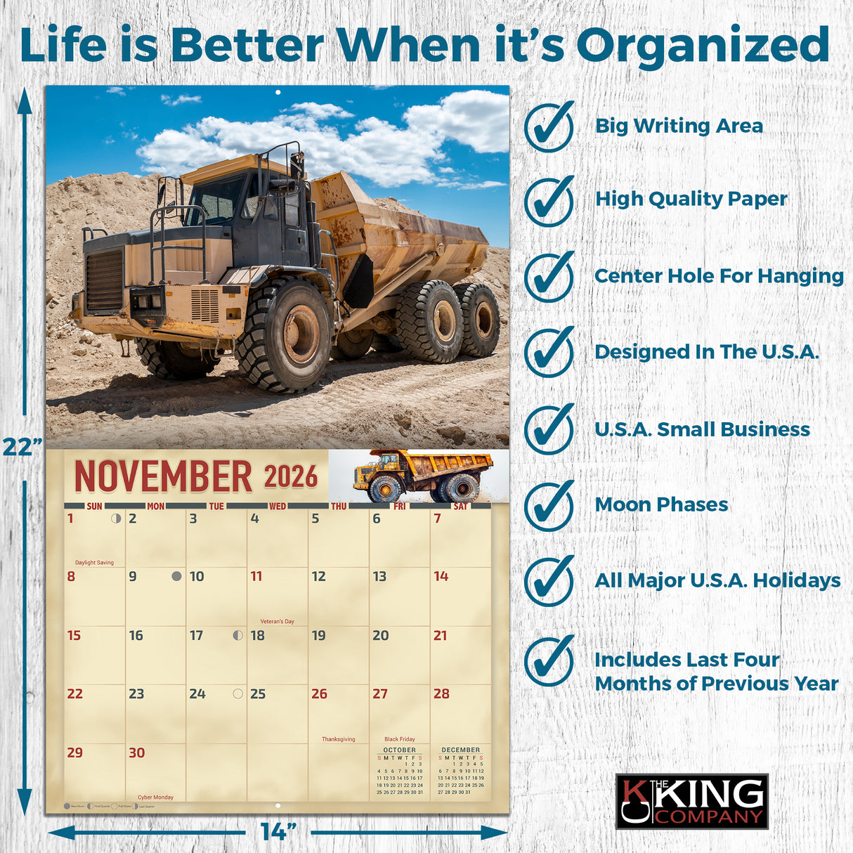 2026 Earth Movers Wall Calendar