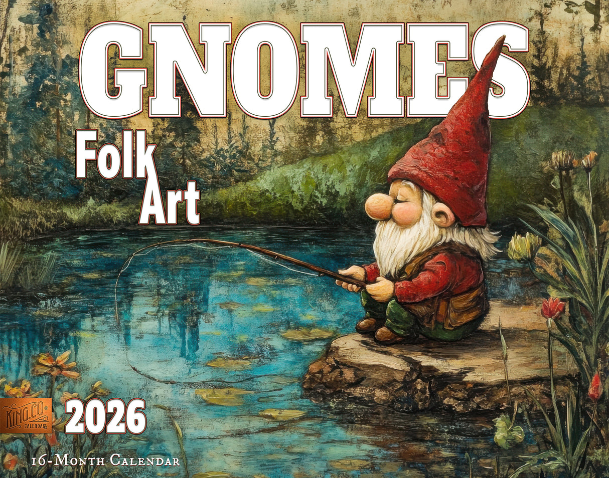 2026 Folk Art Gnomes Wall Calendar