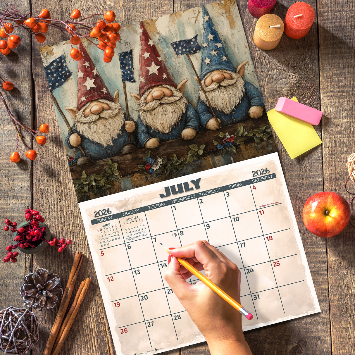 2026 Folk Art Gnomes Wall Calendar