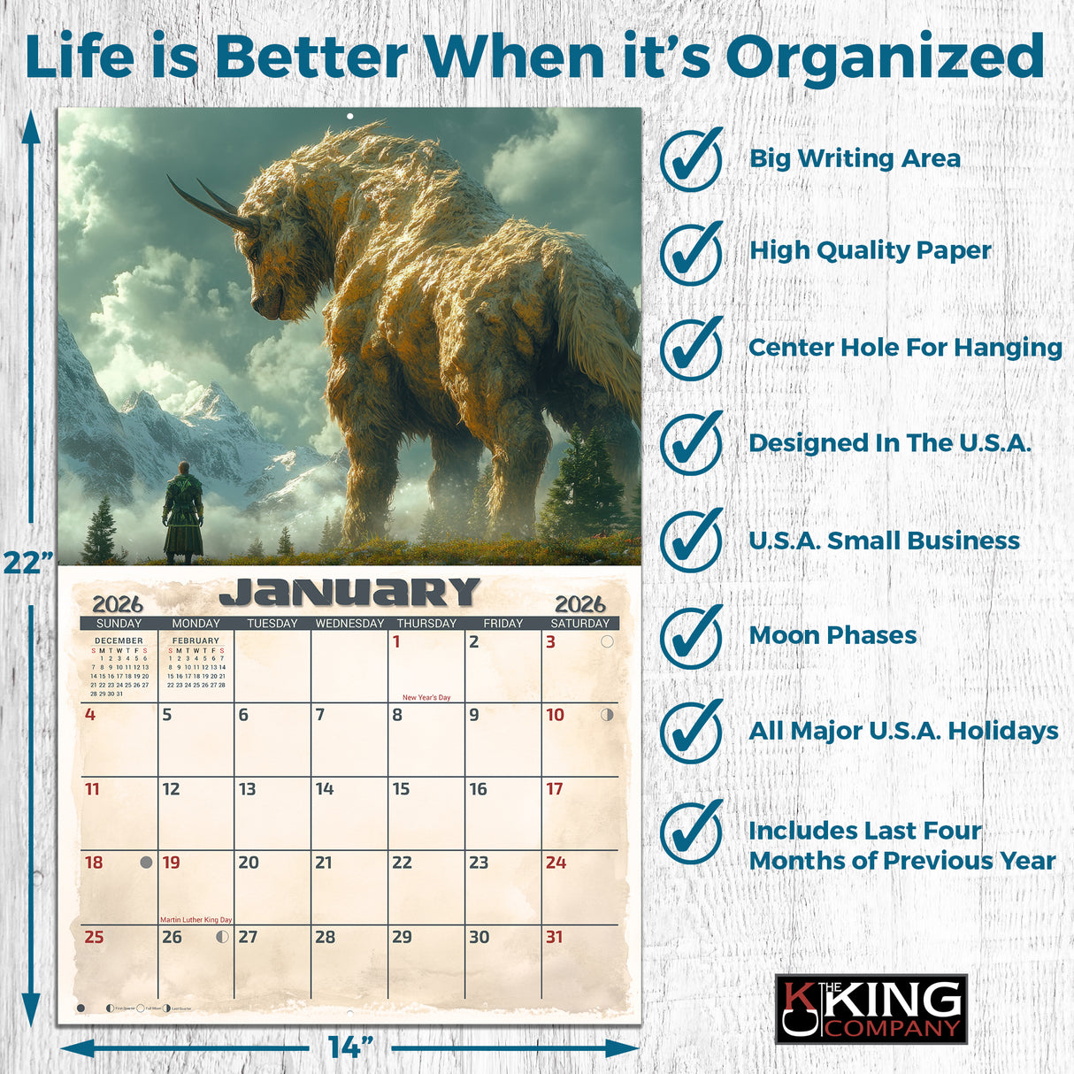 2026 Fantasy Creatures Wall Calendar