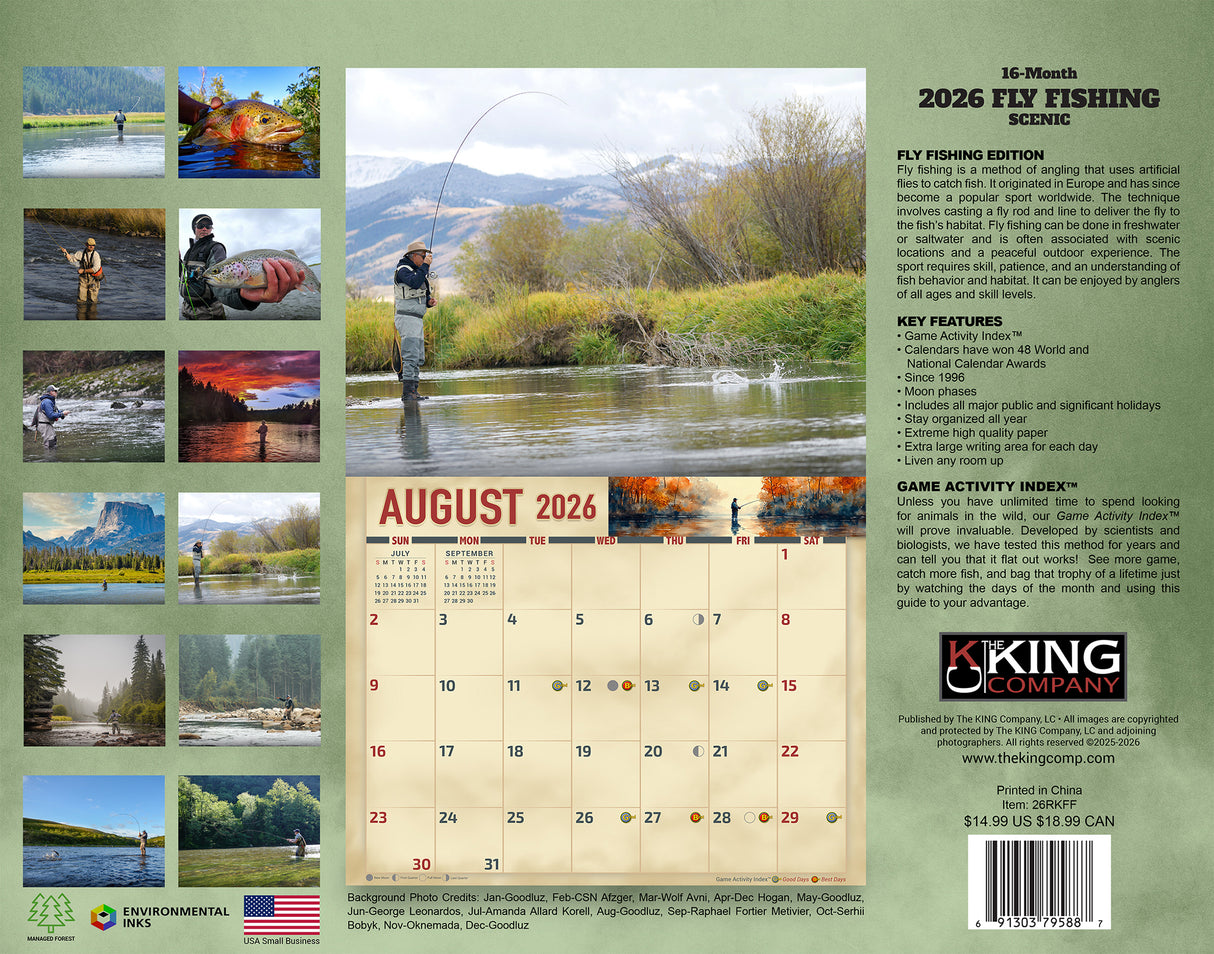 2026 Fly Fishing Wall Calendar