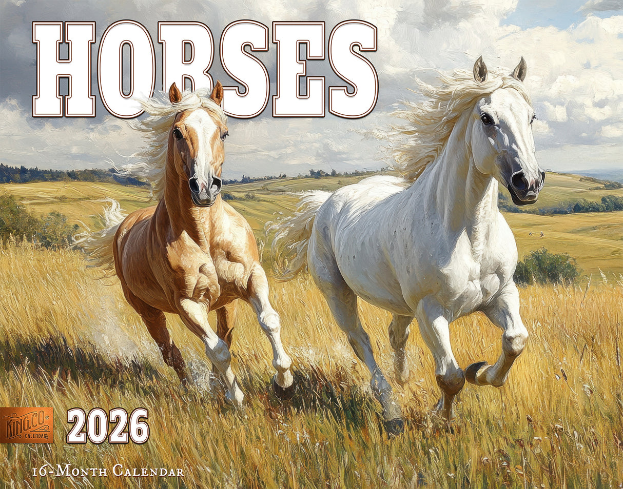 2026 Horses Illustrated Wall Calendar