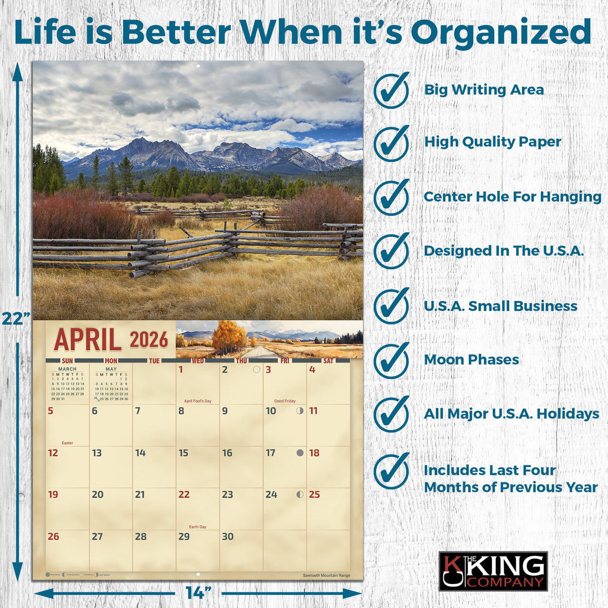 2026 Idaho Scenic Wall Calendar