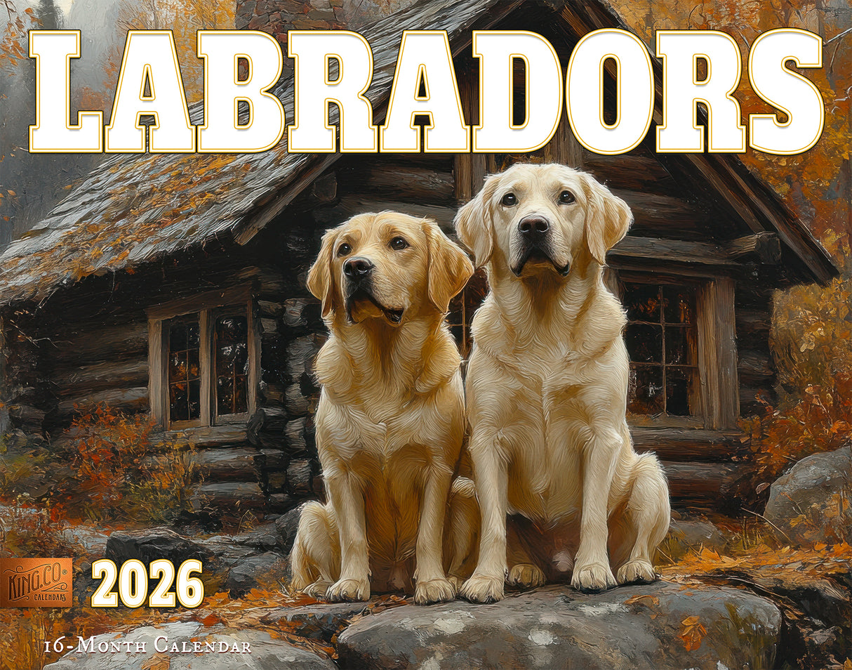 2026 Labradors Illustrated Wall Calendar