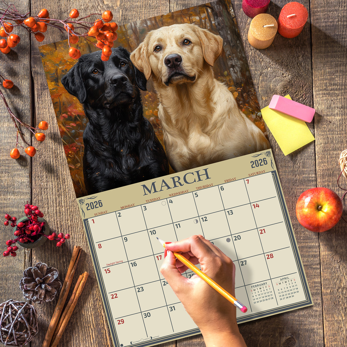 2026 Labradors Illustrated Wall Calendar