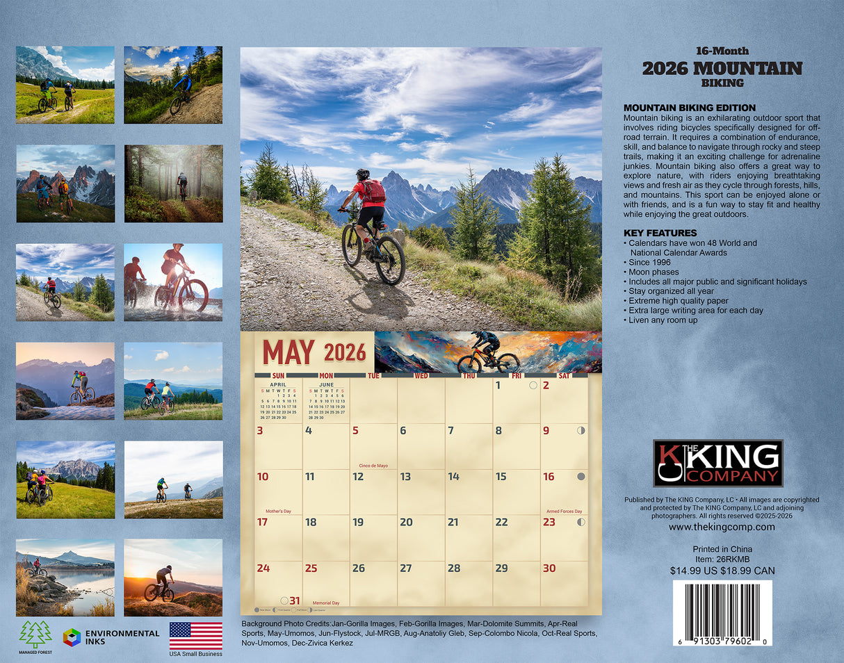 2026 Mountain Biking Wall Calendar