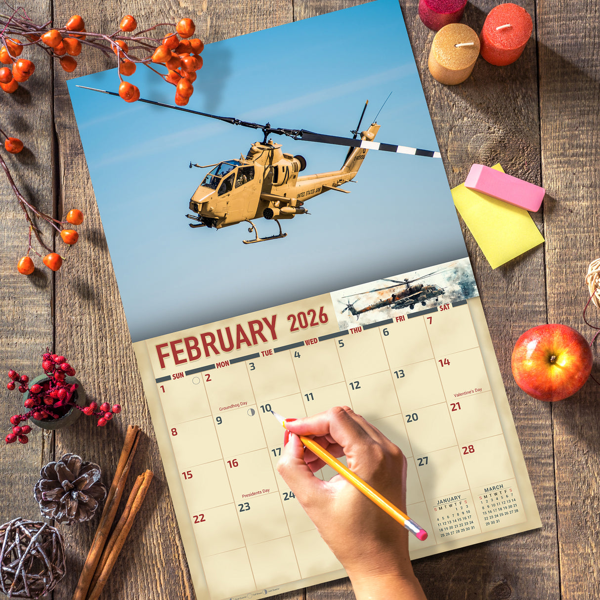 2026 Military Helicopters Wall Calendar