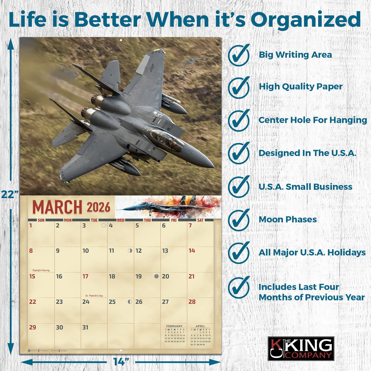 2026 Military Jets Wall Calendar