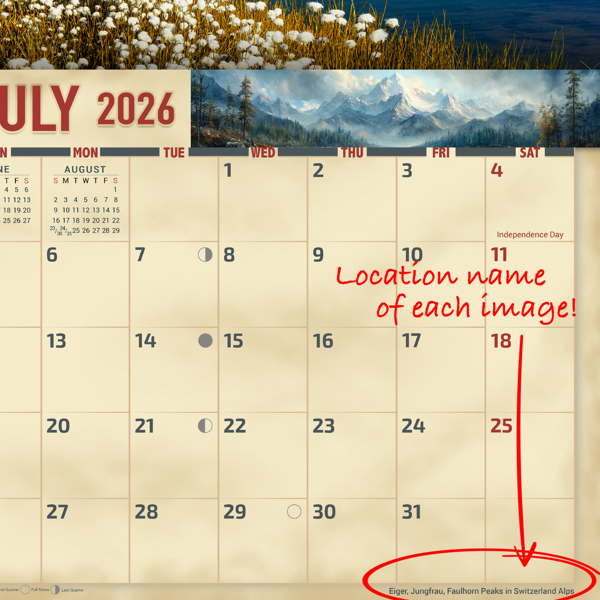 2026 Mountains Scenic Wall Calendar