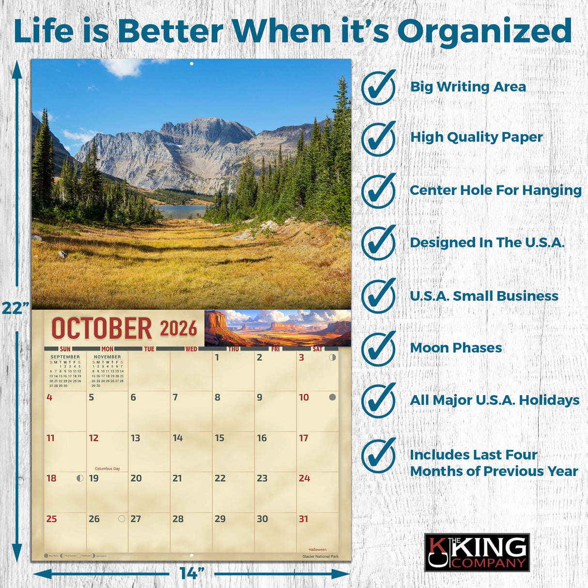 2026 National Parks Wall Calendar