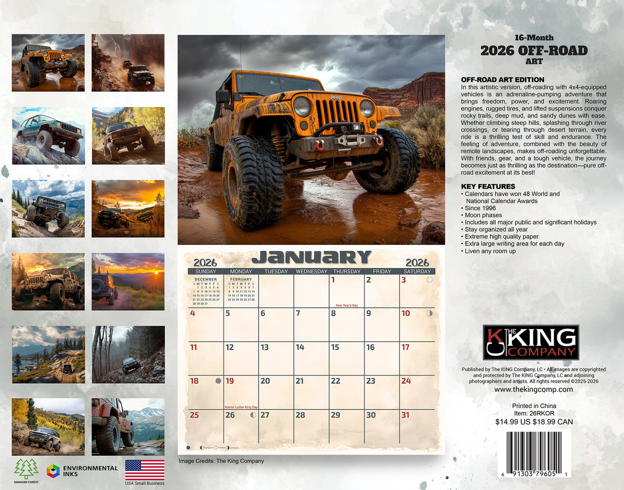 2026 Off-Road 4x4 Wall Calendar