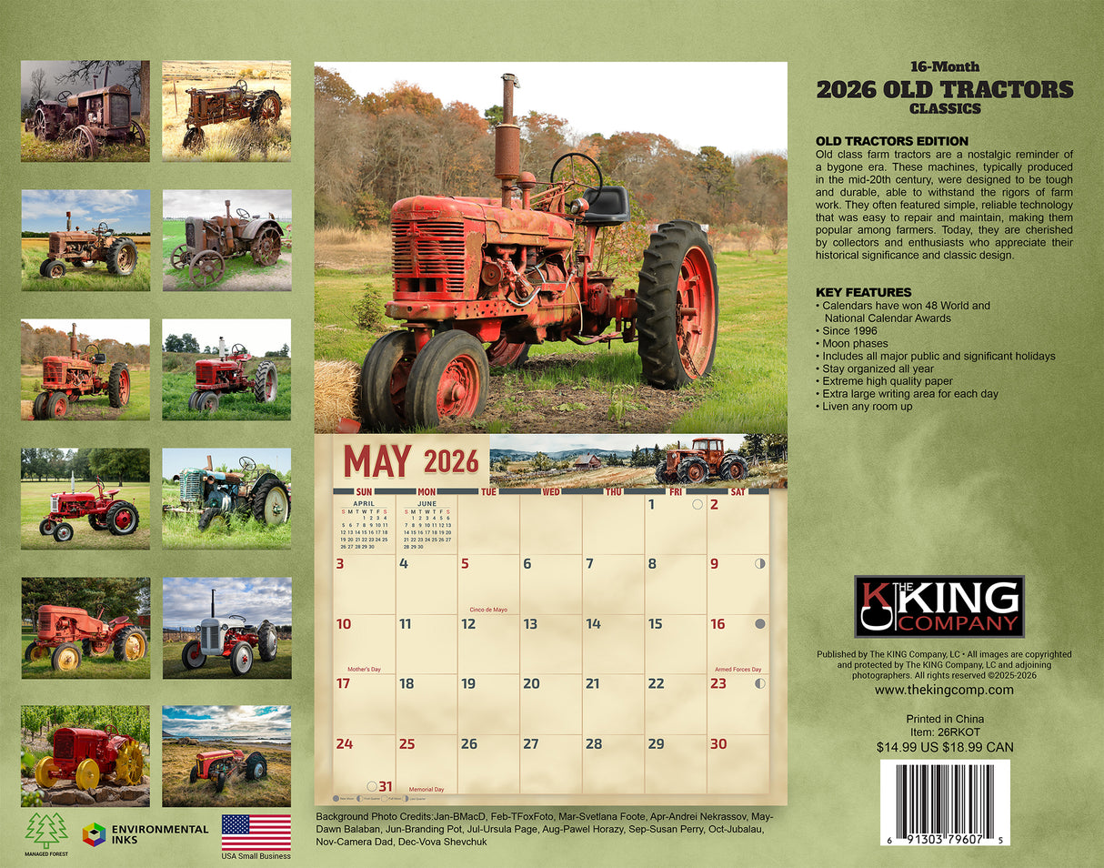 2026 Old Tractors Wall Calendar