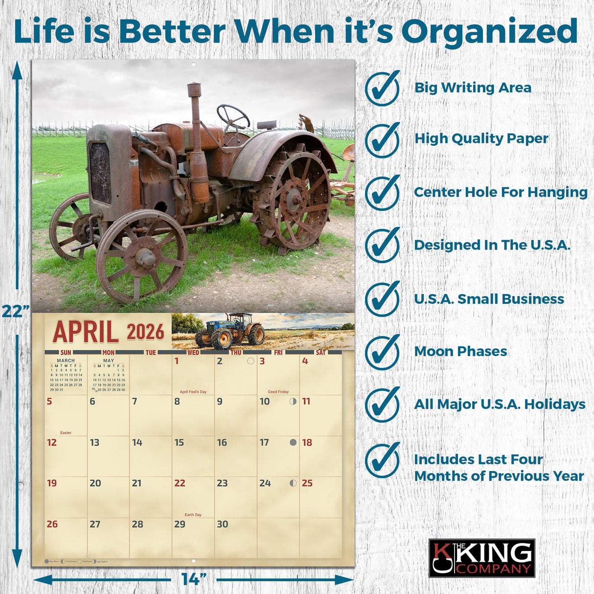 2026 Old Tractors Wall Calendar