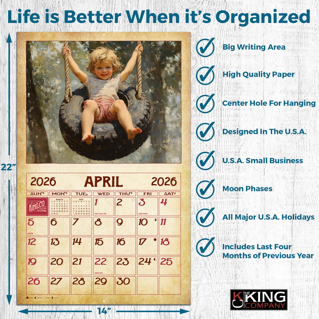 2026 Vintage Country Wall Calendar