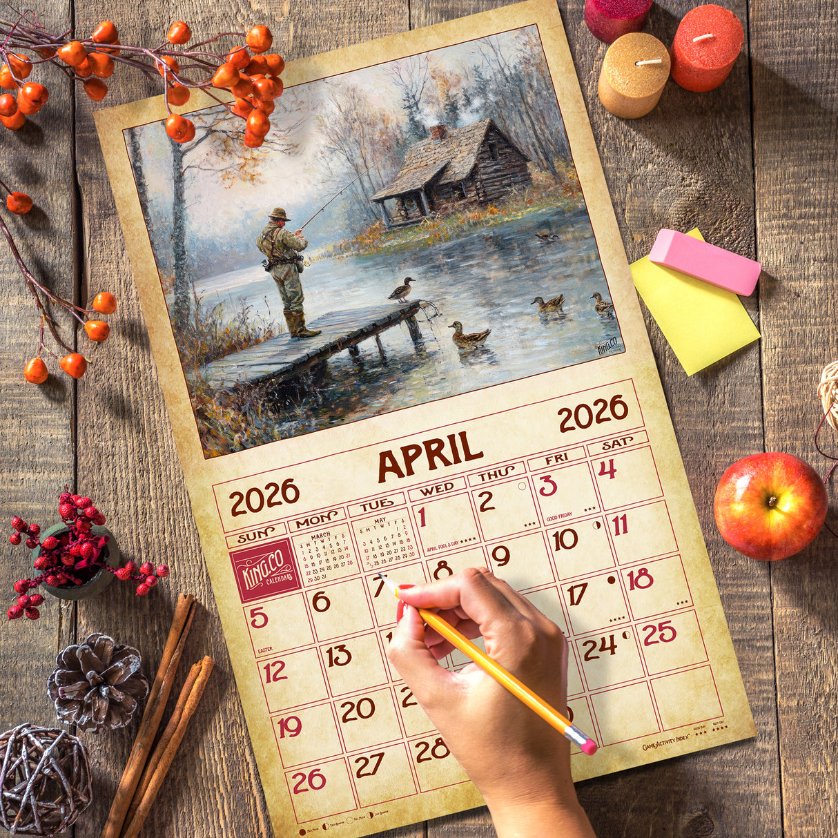2026 Vintage Fishing Wall Calendar