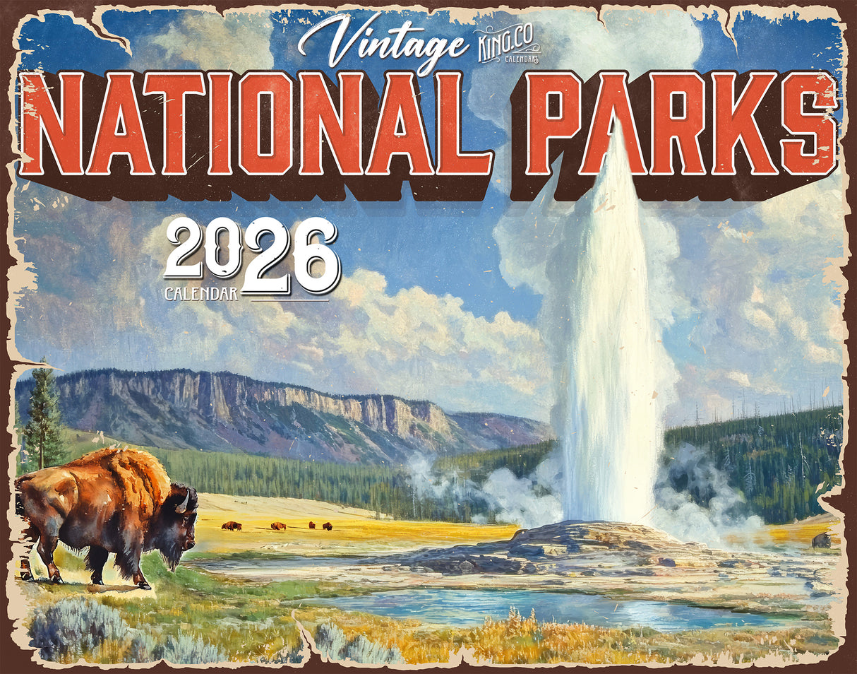 2026 Vintage National Parks Wall Calendar