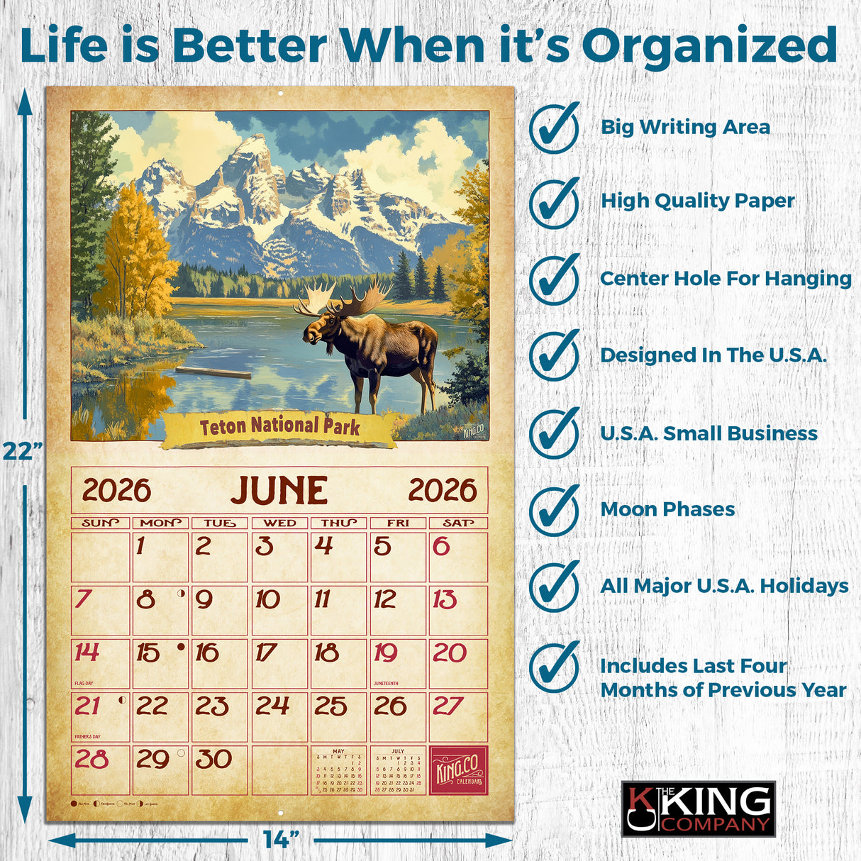 2026 Vintage National Parks Wall Calendar