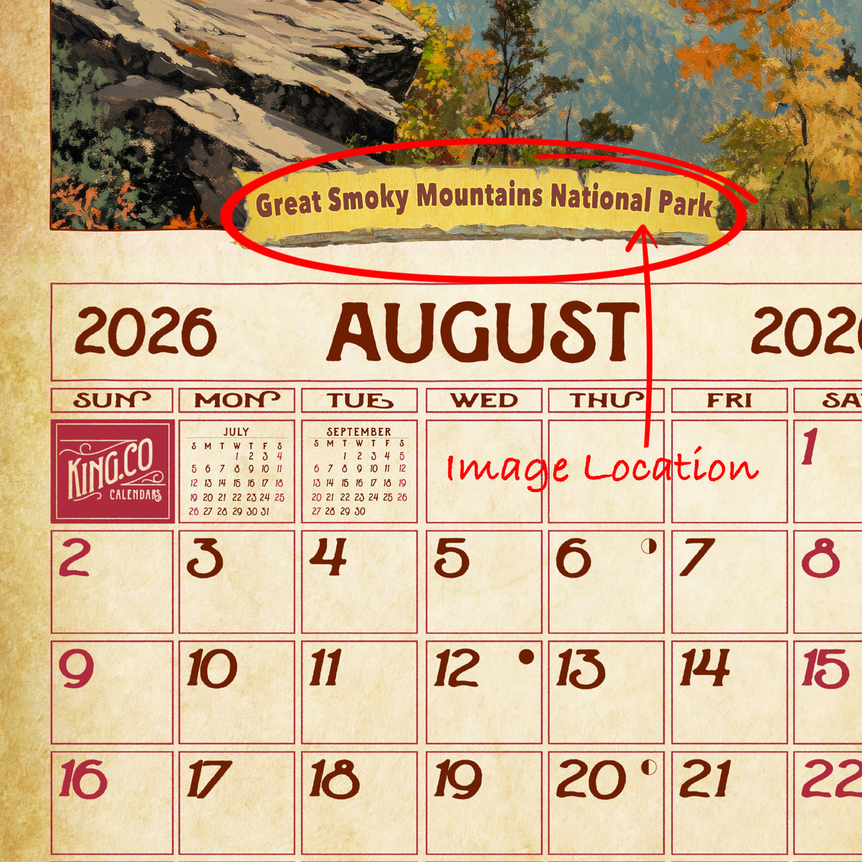 2026 Vintage National Parks Wall Calendar