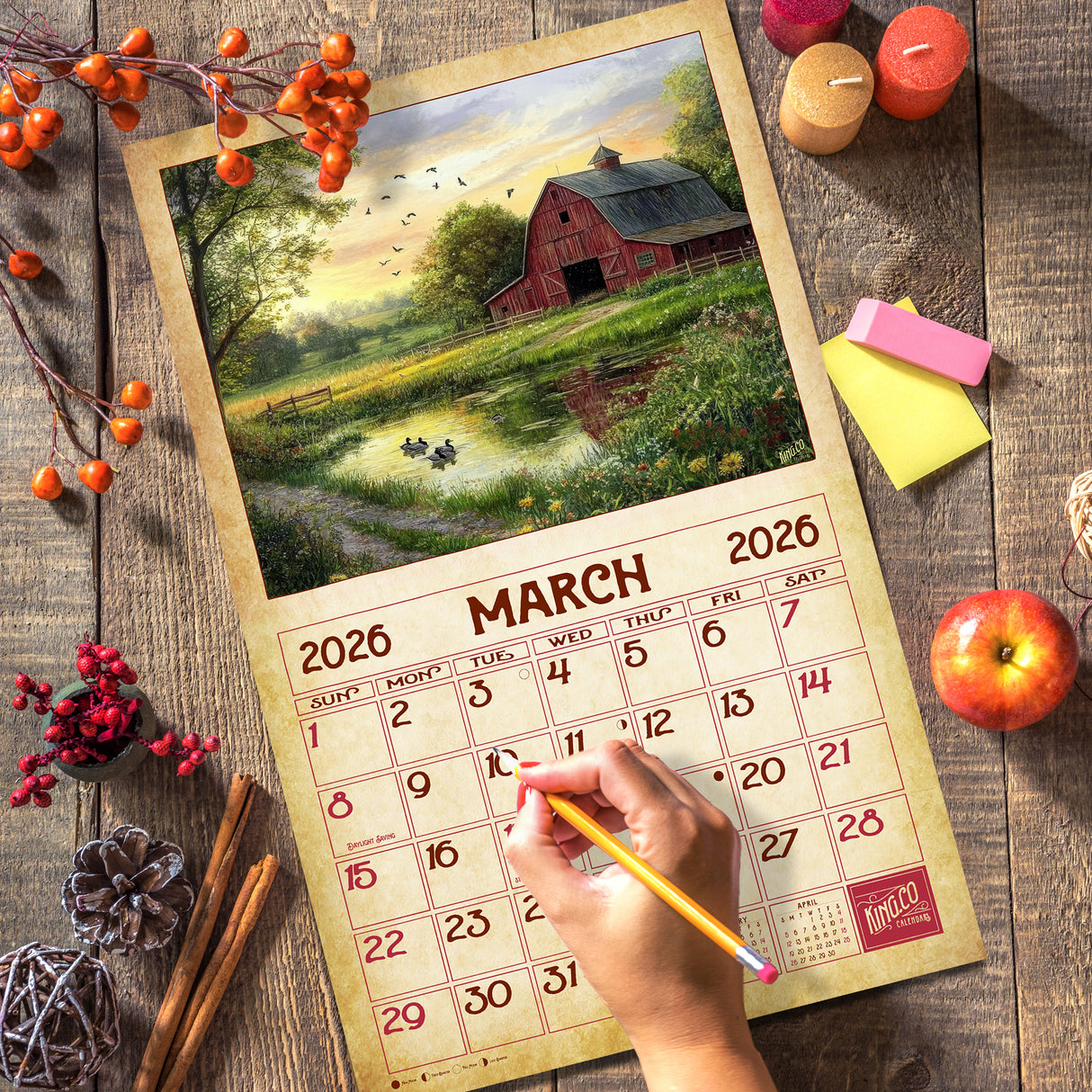 2026 Vintage Old Barns Wall Calendar