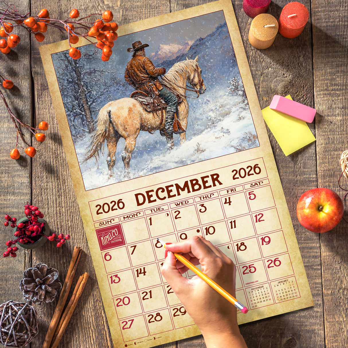 2026 Vintage Old West Wall Calendar