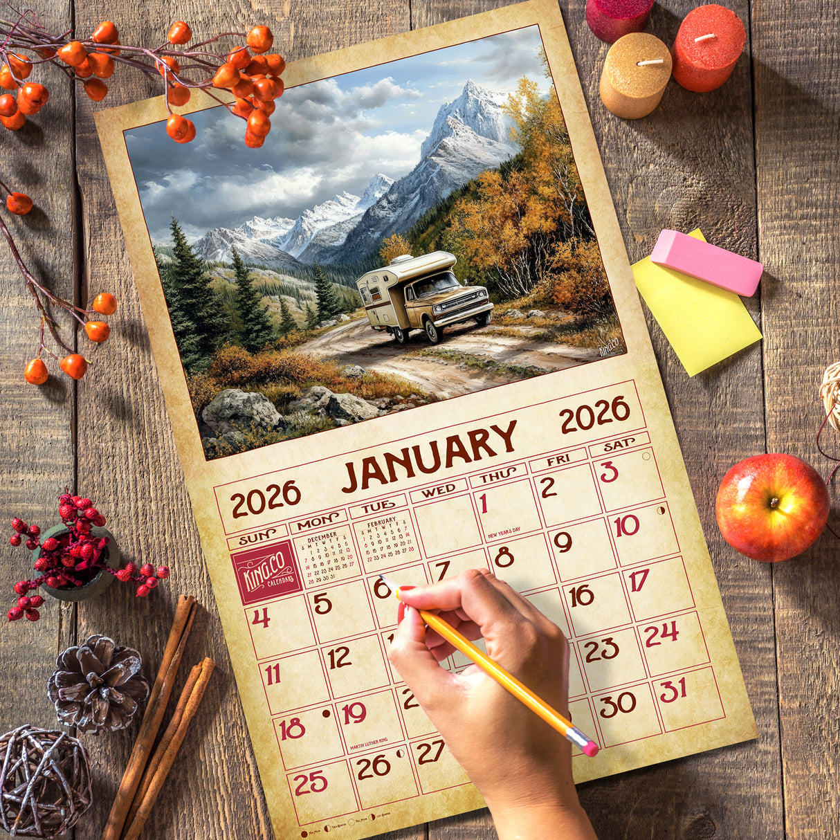 2026 Vintage RV Camping Wall Calendar