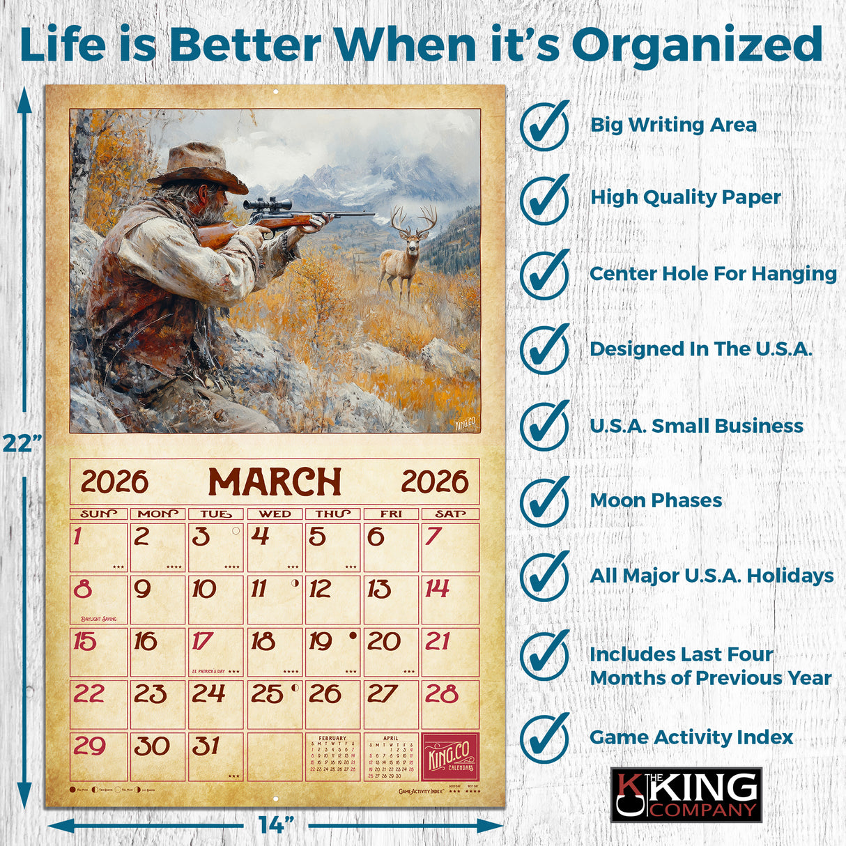 2026 Vintage Sportsman Wall Calendar