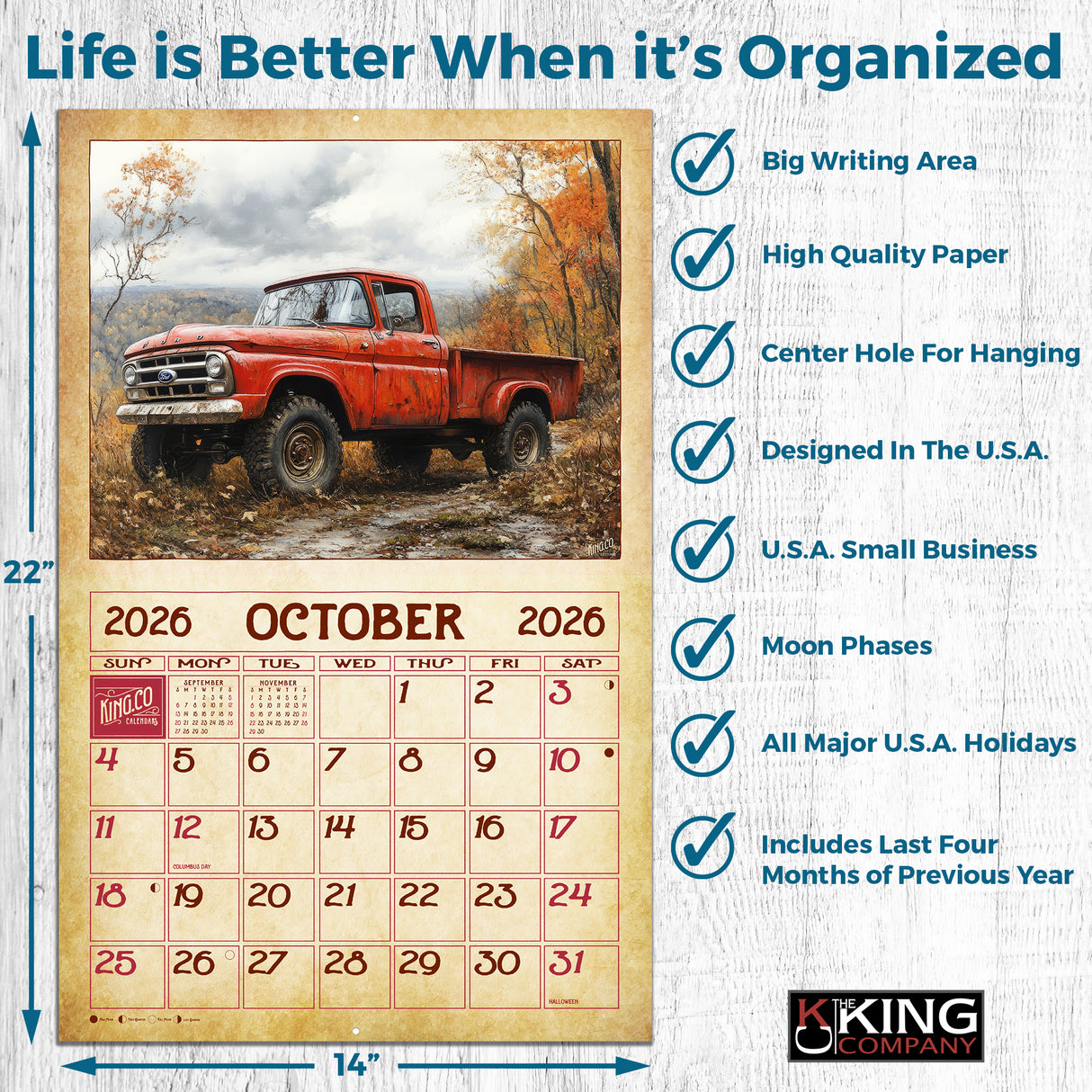 2026 Vintage Trucks Wall Calendar