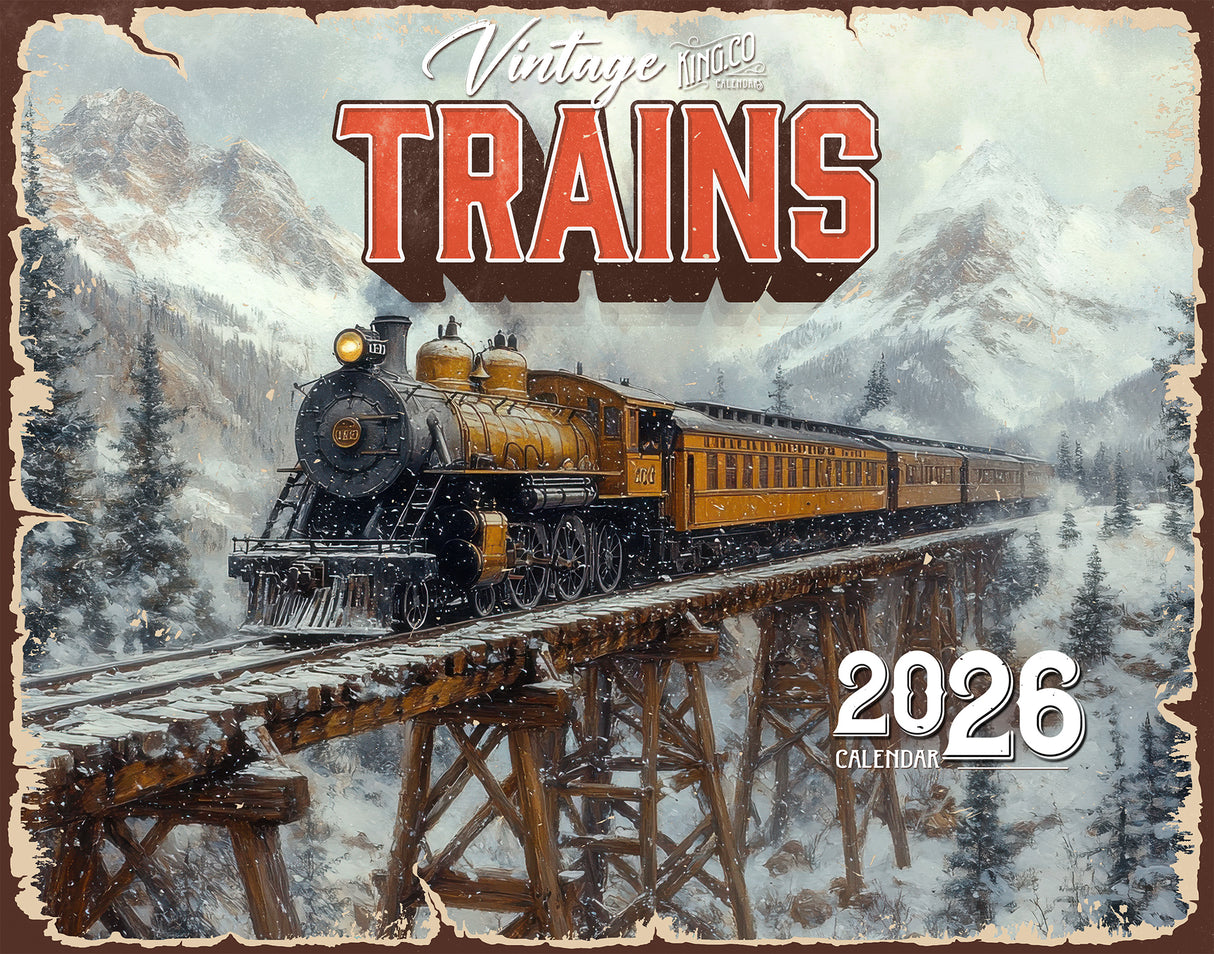 2026 Vintage Trains Wall Calendar