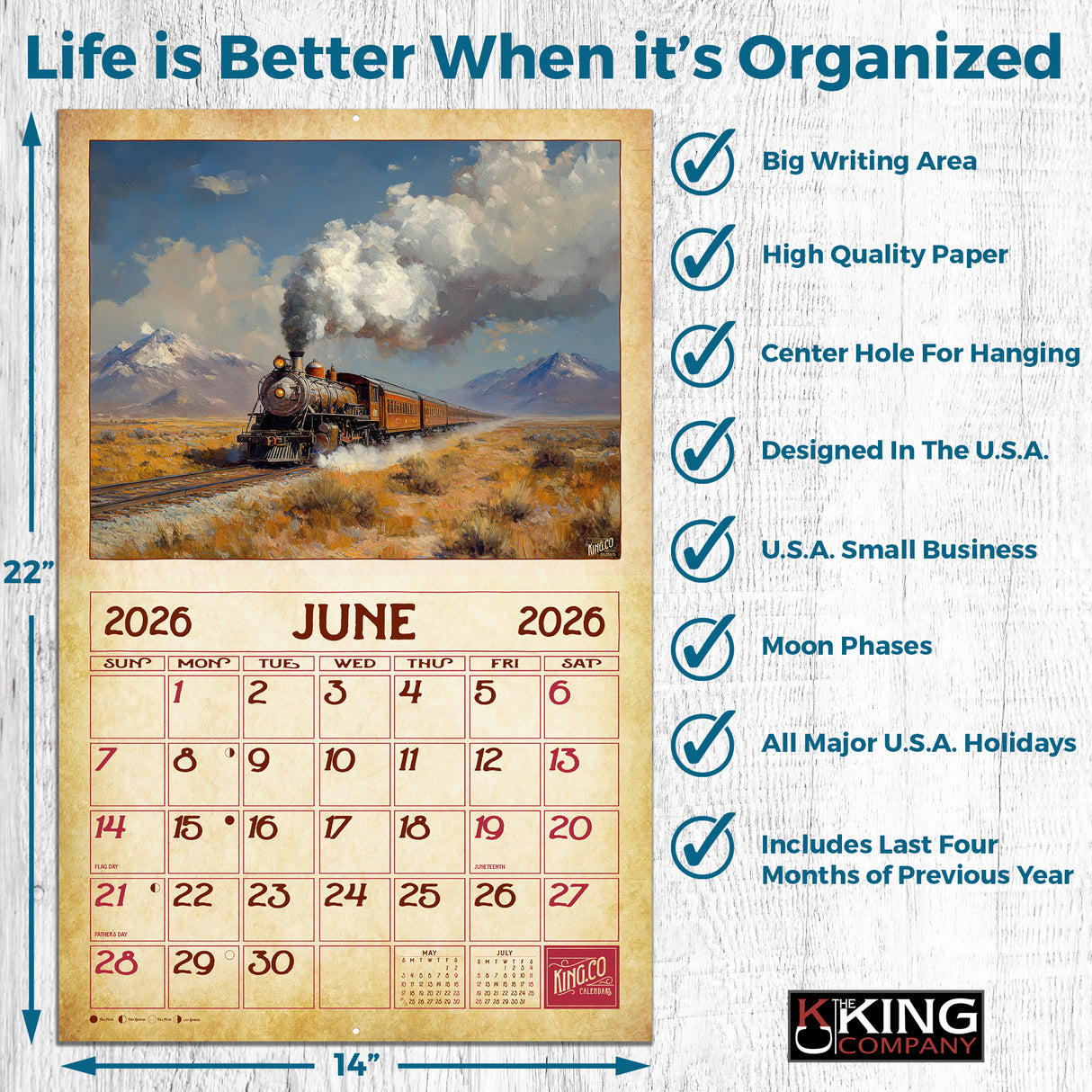 2026 Vintage Trains Wall Calendar