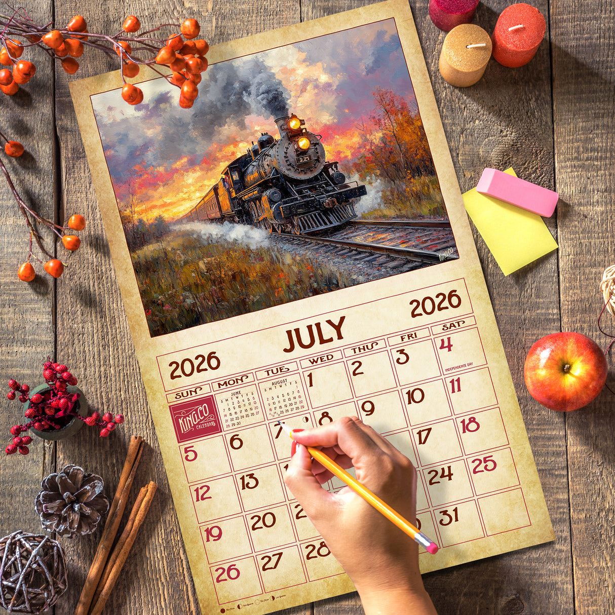 2026 Vintage Trains Wall Calendar