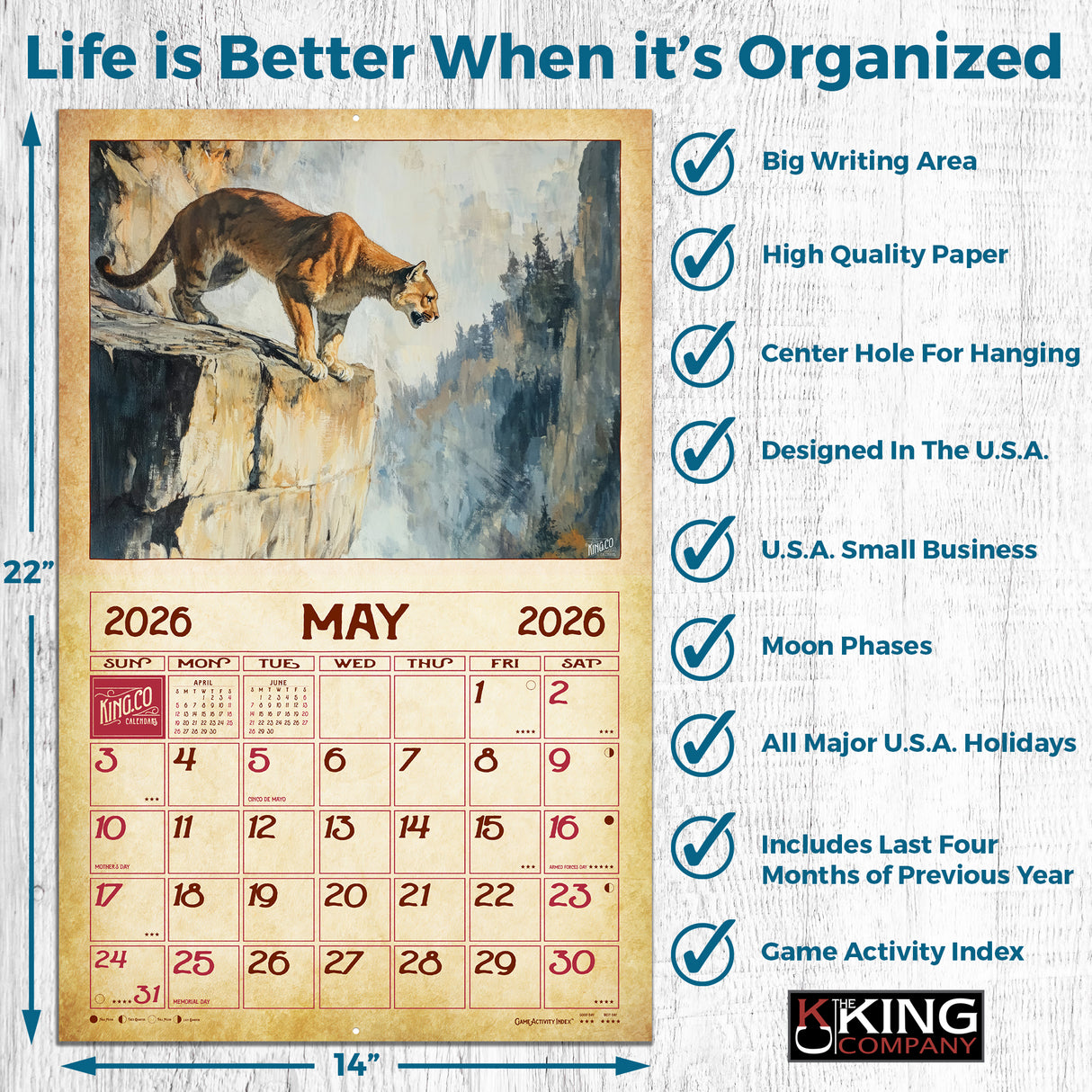 2026 Vintage Wildlife Wall Calendar