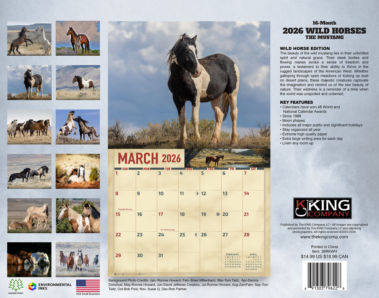 2026 Wild Horses Wall Calendar