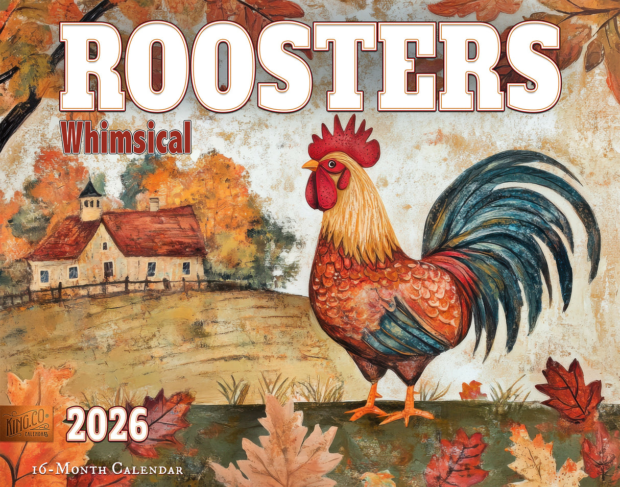 2026 Whimsical Roosters Wall Calendar