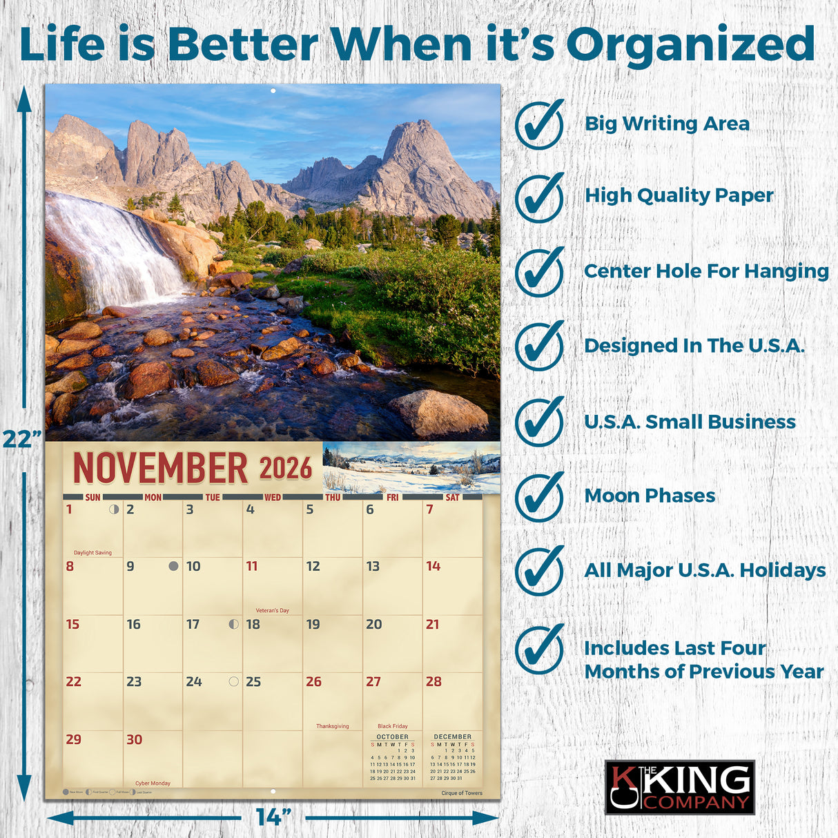 2026 Wyoming Scenic Wall Calendar