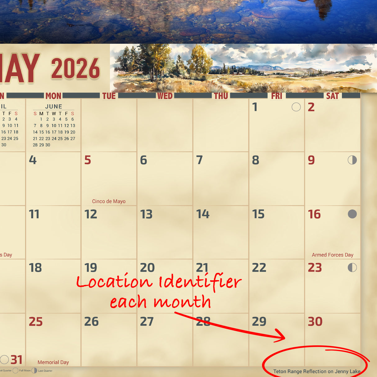 2026 Wyoming Scenic Wall Calendar