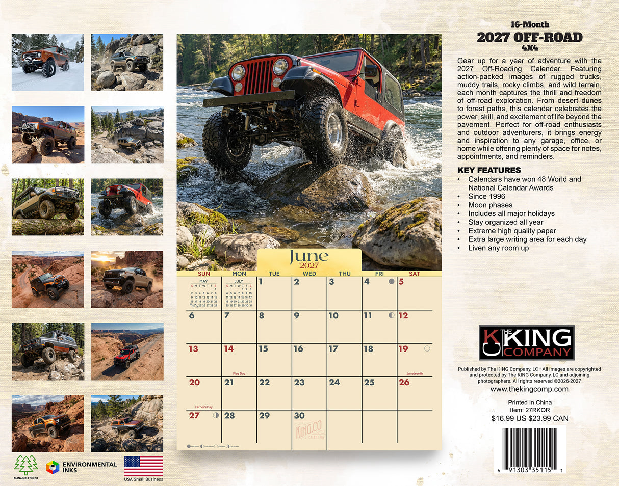 2027 Off-Road 4x4 Wall Calendar – 16-Month Adventure Photography