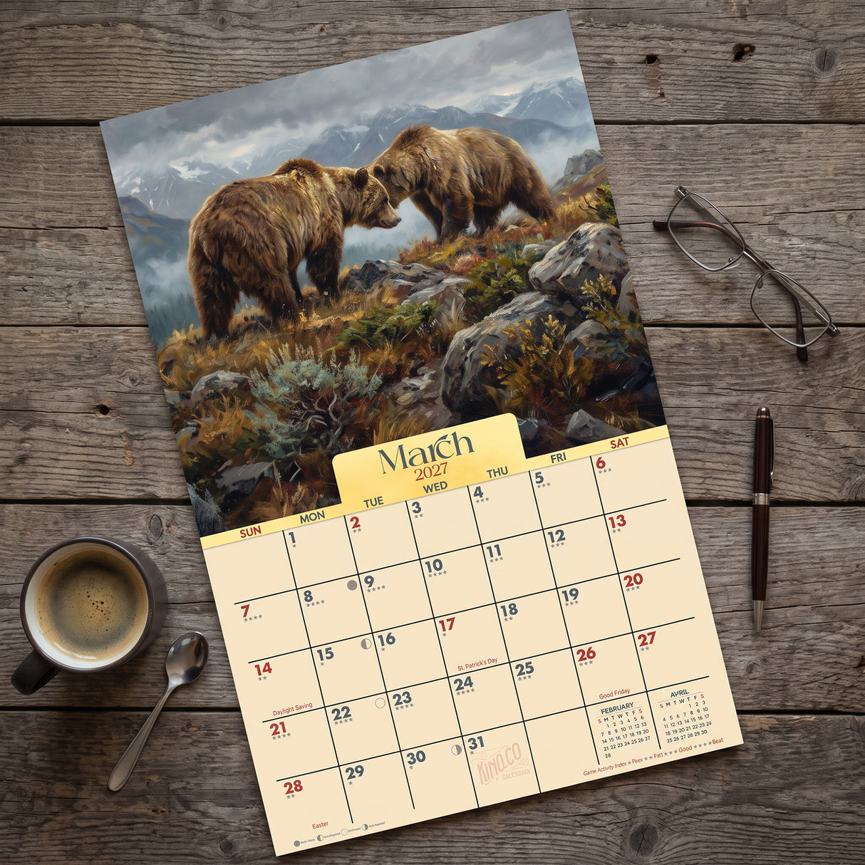 2027 Bears Country Wall Calendar – 16-Month Rustic Wildlife Art