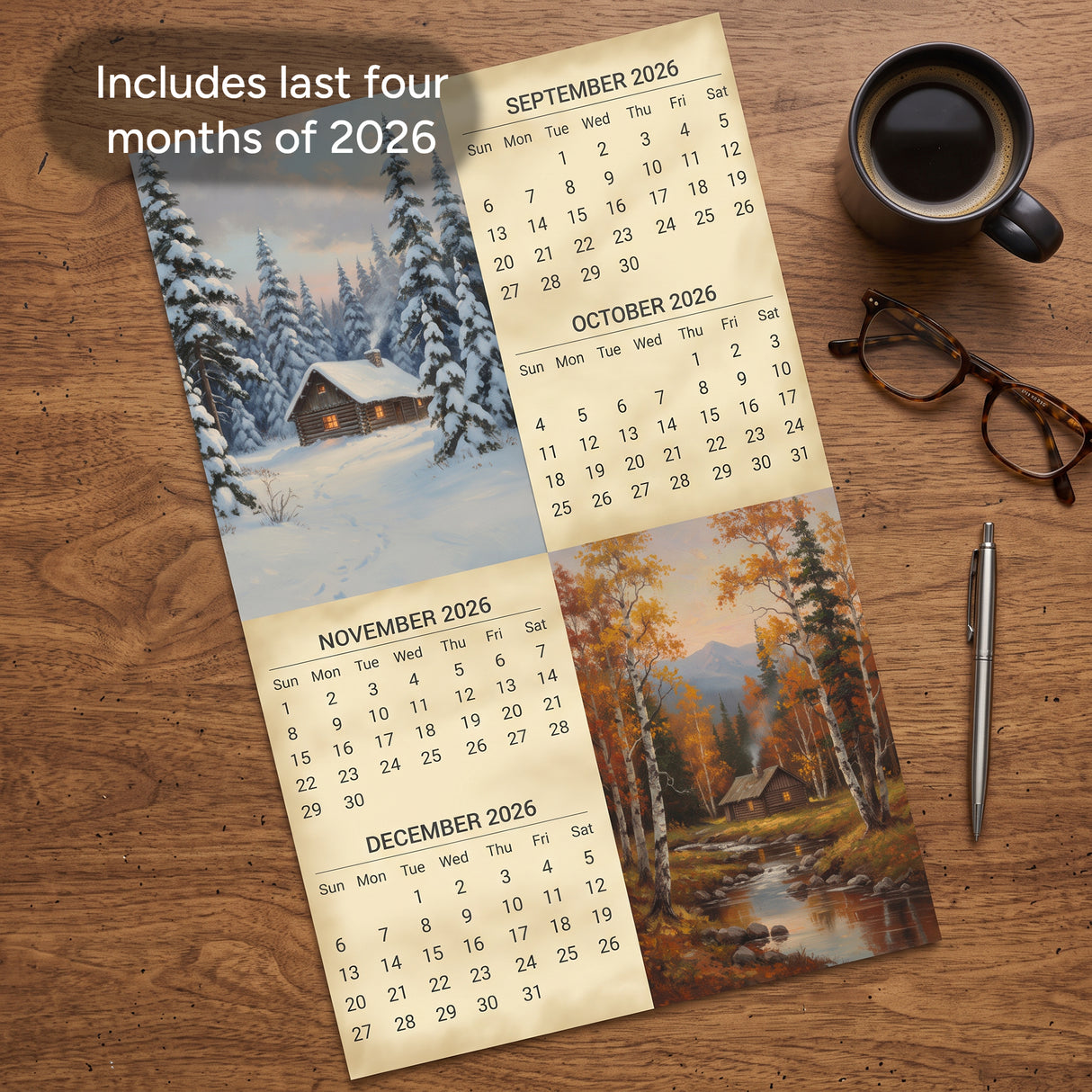 2027 Cabin in the Woods Wall Calendar – 16-Month Rustic Art
