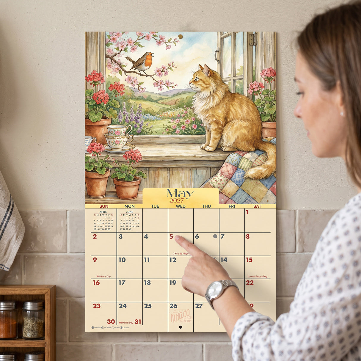 2027 Cats Meow Wall Calendar – 16-Month Cat Artwork