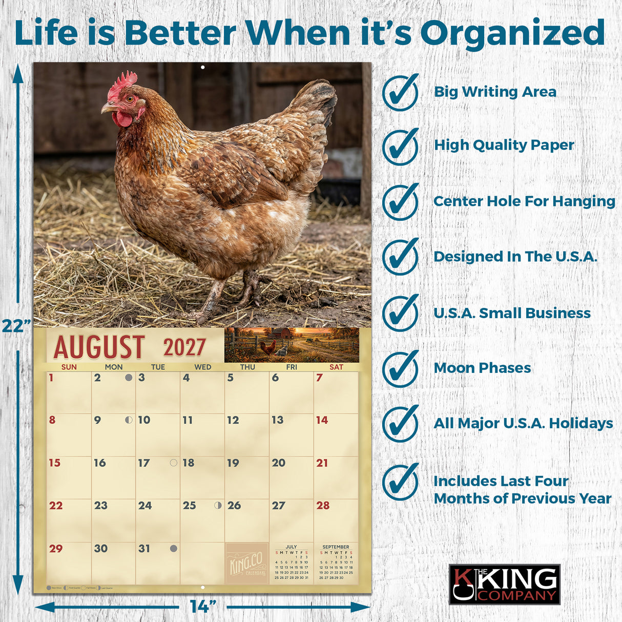2027 Chickens Wall Calendar – 16-Month Farmyard Photography