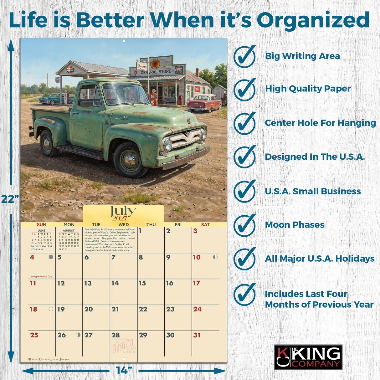 2027 Classic Trucks Wall Calendar – 16-Month Vintage Truck Art